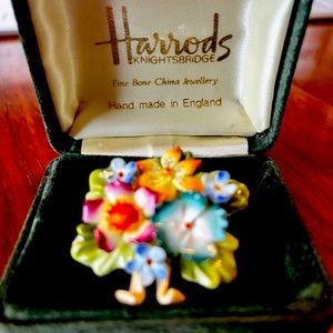 Harrods vintage floral brooch NIB
